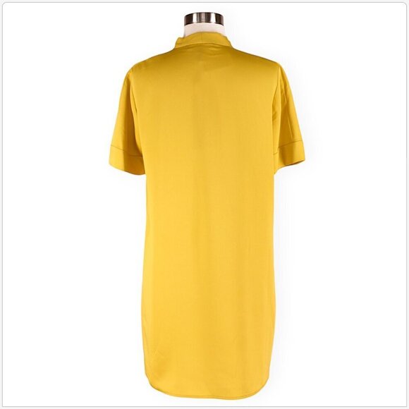 BCBGMaxAzria BCBG Ceylon Yellow Sash Tie Neck Bow Shift Mini Dress NWT NEW S - Picture 6 of 7